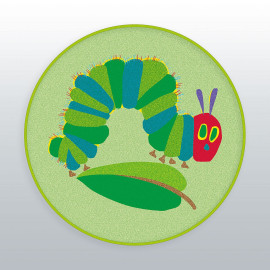 Tapis Rond - Animaux - Chenille et Feuille verte - Vert - 90 cm