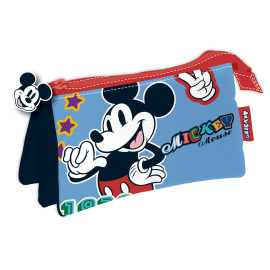 Trousse multi poches - Disney Mickey - 21x11x3,5 cm