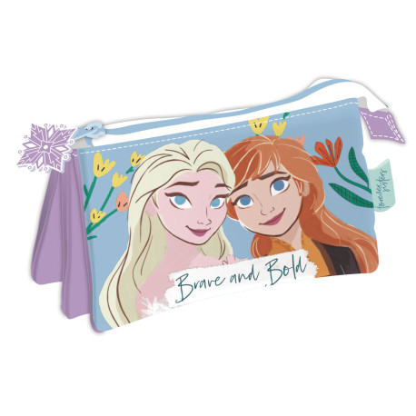 Trousse multi poches - Disney La Reine des Neiges - Anna et Elsa "Brave and Bold" - 21x11x3,5 cm