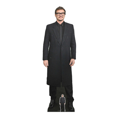 Figurine en carton taille réelle – Pedro Pascal – Long Costume Noir – Acteur Chilien et Américain - Hauteur 182 cm