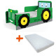 Pack Lit en bois à clipser modèle TED Le tracteur vert Lit+Matelas