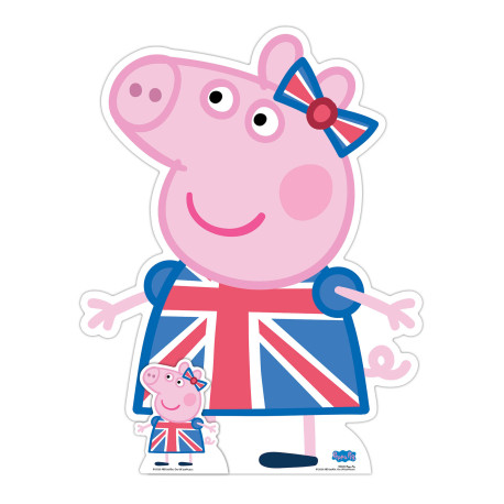 Figurine en carton – Peppa – Peppa Pig - Drapeau du Royaume-Uni - Hauteur 90 cm