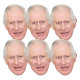Lot de 6 Masques en carton - Roi Charles III - Famille Royale - Taille A4