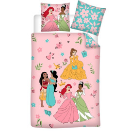 Parure de lit réversible Princesses Disney - Rose - 140 cm x 200 cm