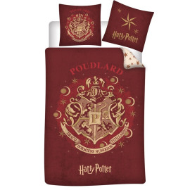 Parure de lit réversible Harry Potter "Poudlard" - Rouge et Blanc - 140 cm x 200 cm 