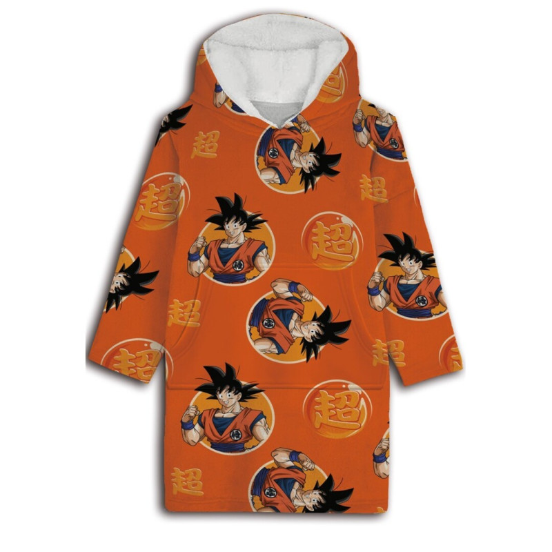 Dragon Ball Z Pull Plaid Homme Sweat Oversize en Polaire Poncho