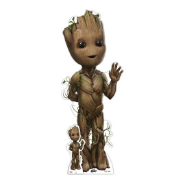 Figurine en carton Baby Groot hello de la main gauche film les gardiens de la galaxie 3 - Hauteur 95 cm