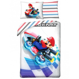 Parure de lit réversible et Taie D'oreiller - Mario Kart Nintendo - 140 cm x 200 cm