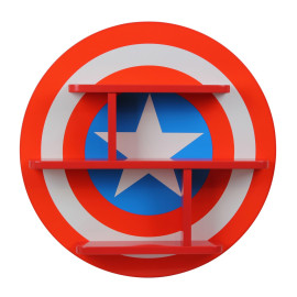Etagère murale forme logo Captain America - Marvel Avengers - Rouge, Blanc et Bleu