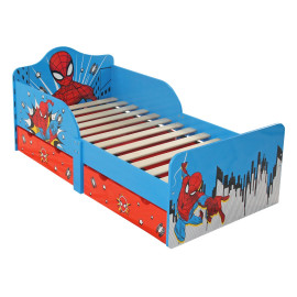 Lit enfant Spiderman avec 2 tiroirs de rangement - Bleu et Rouge