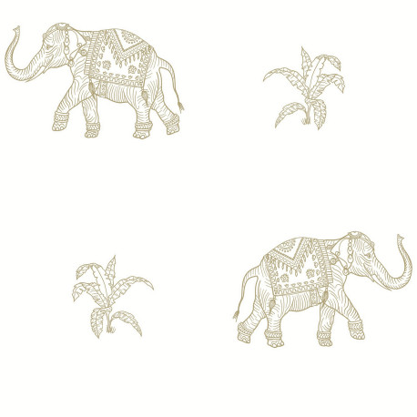 Papier Peint rouleau auto-adhésif - Eléphant qui marche - Blanc