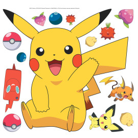 Stickers repositionnables - Pokémon - Pikachu - 18 cm x 17 cm