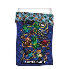 Housse de Couette réversible Minecraft - 140 cm x 200 cm