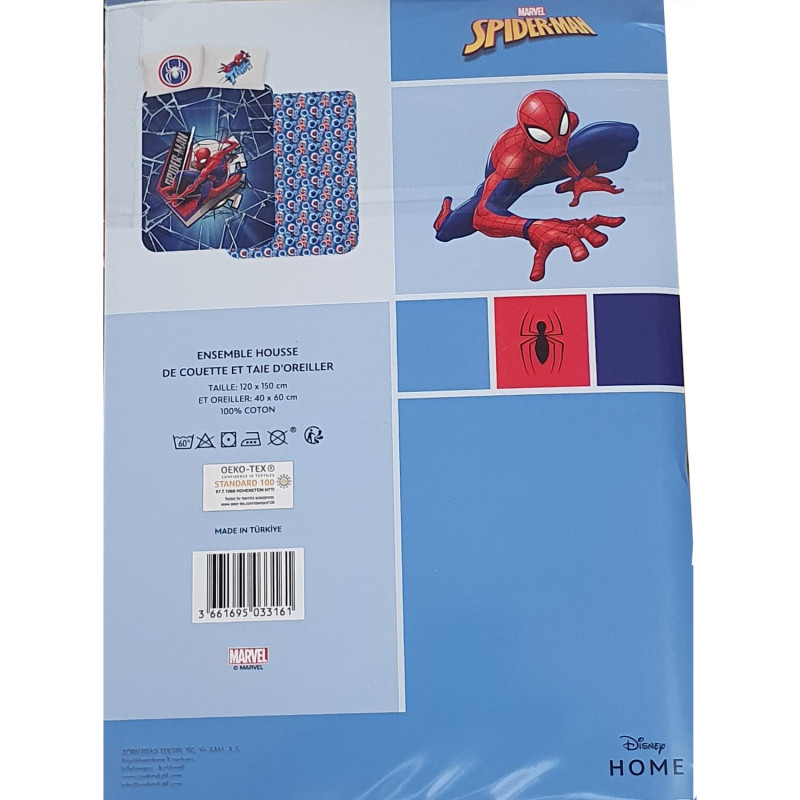Parure de lit enfant coton bio blanc Amazing Spiderman