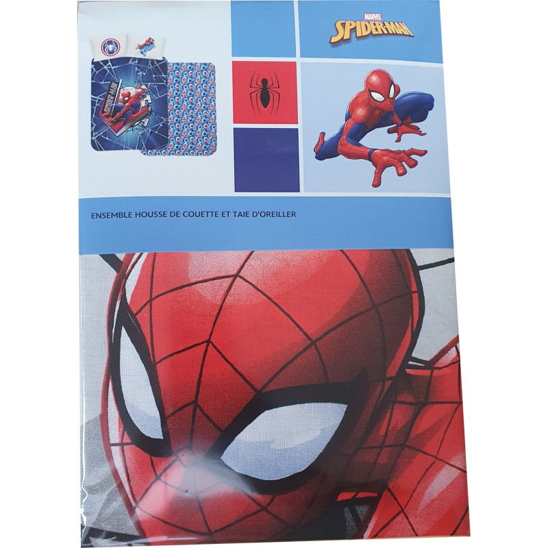 Parure housse de couette Spiderman 140x200 cm avec Taie d'oreiller  microfibre