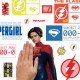 Stickers repositionnables - The Flash, Batman et Supergirl