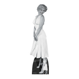 Figurine en carton taille réelle – Marilyn Monroe en robe blanche ivoire - Hauteur 168 cm