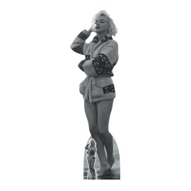 Figurine en carton taille réelle – Marilyn Monroe à la plage (1962) – en Noir et Blanc - Hauteur 170 cm
