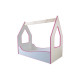 Lit et Matelas - Lit Cabane Blanc et Rose Enfant - 140 x 70 cm