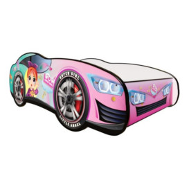 Lit LED et Matelas - Lit Enfant Rosa - Racing Car Girl - 160 x 80 cm