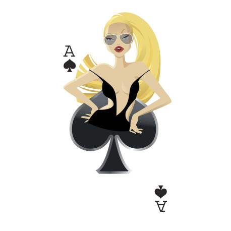 Figurine en carton Carte à jouer As de Pique - Dame de pique blonde avec lunettes 162 cm | Plv et pancarte