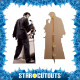 Figurine en carton Elvis Presley costume noir - Hound Dog - avec un chien -H 186 cm