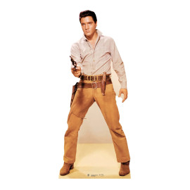 Figurine en carton Elvis Presley en tenue de cow-boy avec pistolet 189 cm