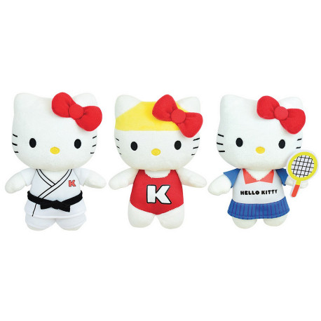 Jemini Hello Kitty Lot De 3 Peluches - Tennis, Judo, Natation - 14 cm