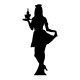 Figurine en carton silhouette d'une serveuse qui tient un plateau 179 cm