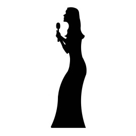 Figurine en carton Chanteuse avec micro et robe longue (Silhouette- ombre) 175 cm
