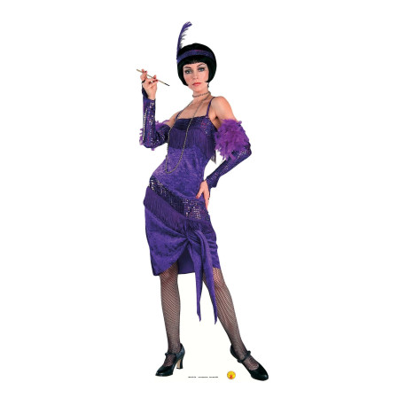 Figurine en carton vintage femme années 30 robe violette et porte cigarette 170 cm