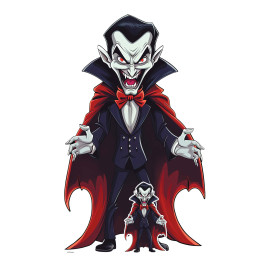 Figurine en carton de vampire avec une cape rouge - Halloween - Haut 152 cm