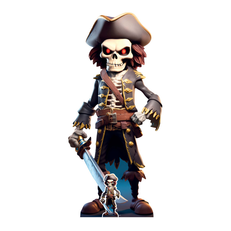 Figurine en carton pirate squelette qui tient une épée - Halloween