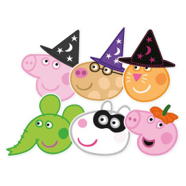 Lot de 6 masques en carton Pack de fête d'Halloween Peppa pig et ses amis (Pack de 6)