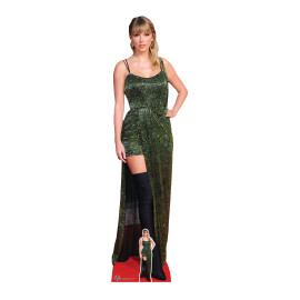 Figurine en carton Taylor Swift - Robe à Paillette Émeraude - Chanteuse Américaine - Haut 184 cm