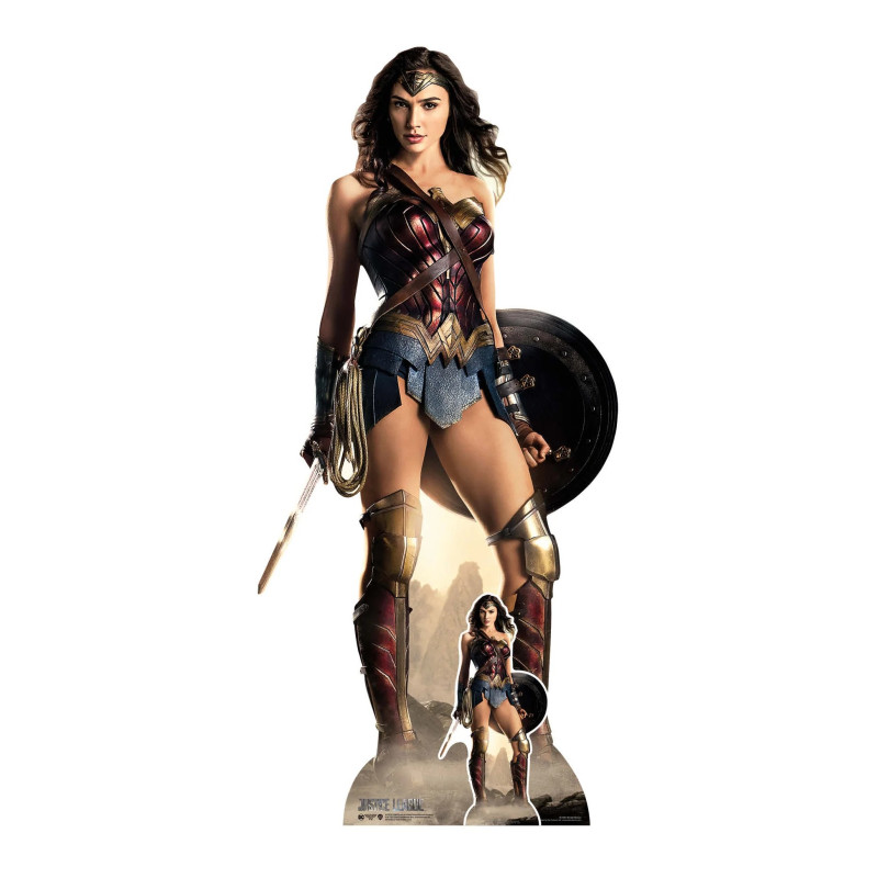 Figurine en carton taille réelle Wonder Woman en armure avec son bouclier  (film WW84) - H 187 cm