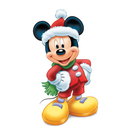 Figurine en carton Mickey Mouse en tenue de noël mains sur les hanches - Haut 91 cm