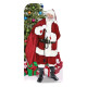 Figurine en carton Passe tête Père Noël avec sa hotte de cadeaux - Haut 186 cm