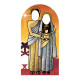 Figurine en carton Passe tête Joseph et Marie et Jésus -Sainte Famille fond doré Haut 174 cm