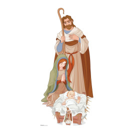 Figurine en carton la nativité - naissance de Jésus avec Joseph et Marie -Haut 183 cm