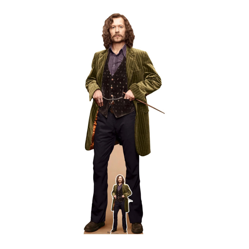Figurine en carton taille réelle Sirius Black avec une baguette