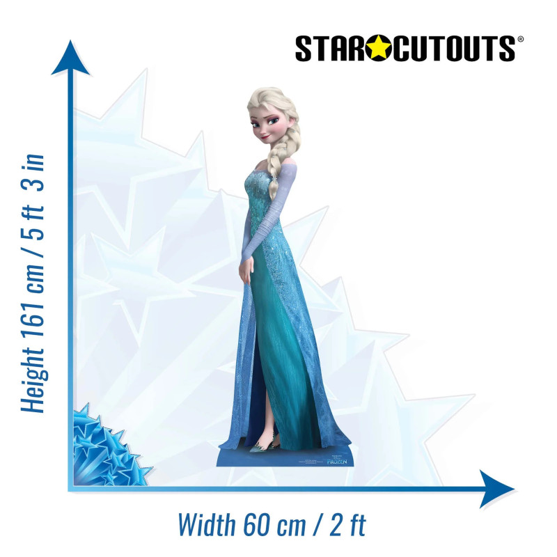 Figurine en carton Elsa de profil avec robe bleue La Reine des