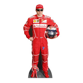 Figurine en carton Kimi Räikkönen tenue et casque de pilote formule 1 -Haut 174cm