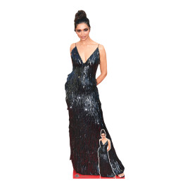 Figurine en carton - Deepika Padukone - Robe Noire - Actrice Bollywood - Haut 178 cm