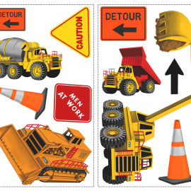 Stickers - Camions De Construction - Hauteur 45,7 cm