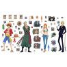 Stickers One Piece- Luffy, Nami, Zoro, Sanji - Hauteur 19,5 cm