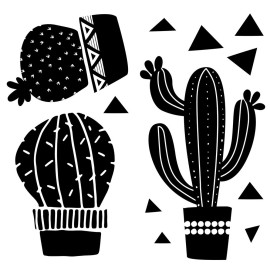 Stickers - Cactus Noirs - Hauteur 22,9 cm