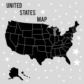 Stickers - Carte Des USA - Hauteur 92.71 cm