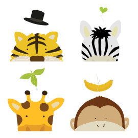 Stickers - Animaux Du Zoo - Gorille, Girafe - Hauteur 92.71 cm