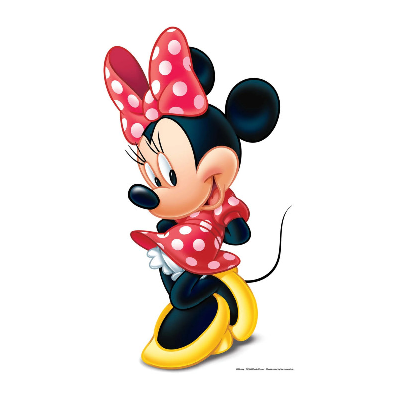 Figurine en carton Minnie Mouse robe à pois et mains derrière le